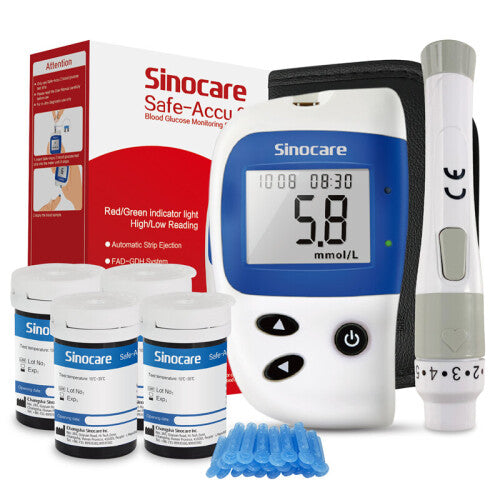 Sinocare Accu2 Blood Glucose Monitor Kit with 100 Strips & Lancets