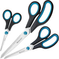 Westcott Easy Grip Scissors 3 Pieces Black | Set of 3 Universal Scissors with Comfort Grip | Extra Sharp & Durable Stainless Steel Blade | for Crafting, Household & Office | N-90027 00