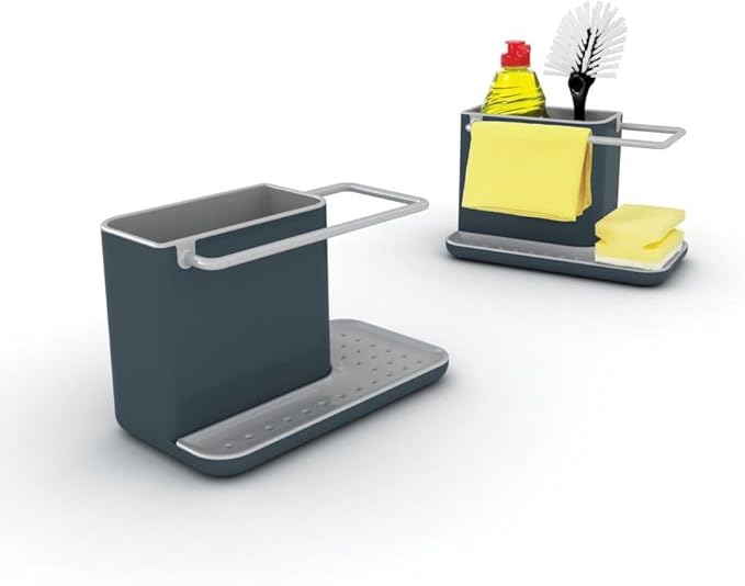 Joseph Joseph Caddy Kitchen Sink Area Organiser with Sponge Holder and Cloth Hanger - Grey