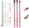 MelodySusie Acrylic Nail Brush Set,Size 8/10/14 3Pcs Professional Nail Brushes for Acrylic Application Acrylic Powder Nail Art Extension and 3D Nail Carving for DIY Home Salon Nail Art Tool Pink
