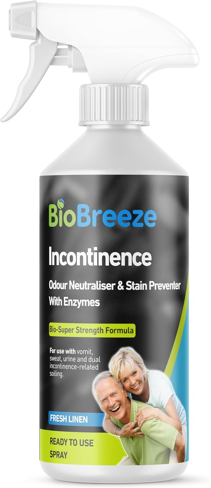 Incontinence Odour and Stain Preventer with Enzymes - Carpet Cleaner, Mattress & Upholstery Cleaner, Linen Fresh Super Strength 500ml Spray Freshener