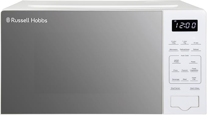 Russell Hobbs Touch Control Digital Solo Microwave 20L 800W with 10 Power Levels, 6 Auto Cook Menus, Defrost Control, Clock & Timer RHMT2005-M