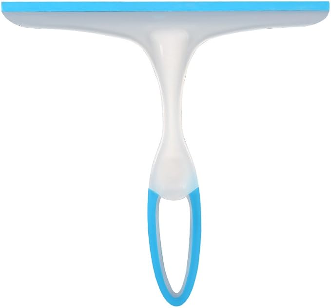Window Squeegees,Rubber Glass Wiper Blades for Bath, Kitchen and Car-Blue Handle 1P.