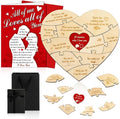 HOWAF 10 Reasons Why I Love You Hearts Puzzle Wooden Set,I Love You Gifts for Him Her Valentines Gifts for Her Him Romantic gift Valentines Card Bow Gift Box Bag for Anniversary Wedding Birthday