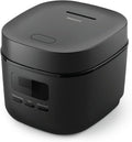 Philips 3000 Series Mini Rice Cooker - 0.54L Capacity, 5-Layer Bakuhanseki Coated Pot, 30-Min Fast Cooking, 5 Auto Menus, Compact & Non-Stick, Black (HD3080/80)