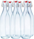 6PCS Glass Bottles with Swing Top - Airtight Preserve Bottles for Home Brewing Oil Vinegar Beer Wine Cider Soda - 1000ML/35oz