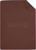 AIMANE® Non Iron Percale 4FT Small Double Fitted Sheet Poly Cotton Easy Care Non Iron Percale 4FT Fitted Bed Sheets Small Double (Chocolate)