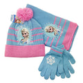 (Light Blue And Pink) 3pcs/set Kids Girls Frozen Elsa Hat Scarf And Gloves Set Gifts