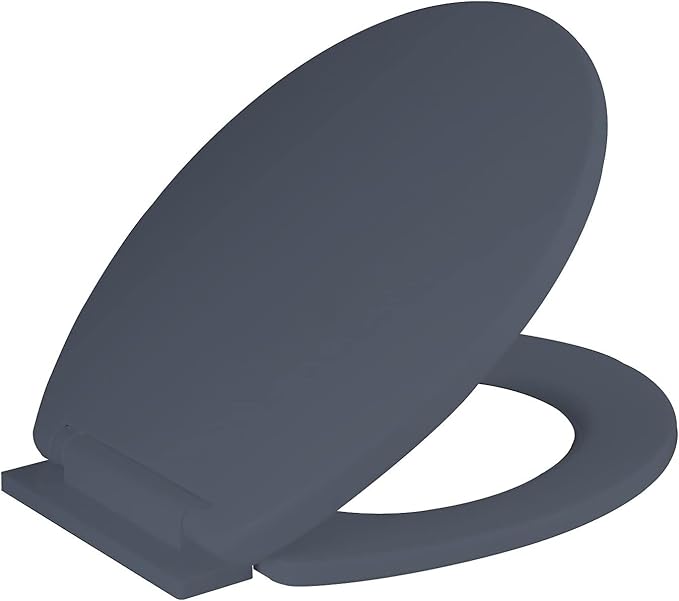 Ram® Grey Soft Close Toilet Seat with Adjustable Hinges LOO Toilet Seat Quick Release Easy Clean Bathroom Toilet Seat Grey