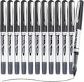 EYEYE Black Rollerball Pens 12 Pack, 0.7mm Medium Point Roller Ball Pen Quick Dry, Liquid Ink Pens Fine Point Smooth Writing Pens for Journaling, Note Taking, School, Office Supplies
