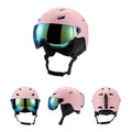 (PINK, M) Ski Helmet With Ski Goggles, Snowboard Helmet And 2-in-1 Visor Goggles Set