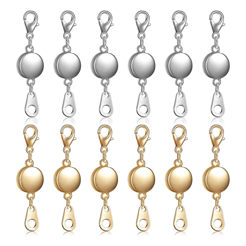 12 Pieces Locking Magnetic Jewelry Clasp Round Necklace Closures Bracelet Extender for Making