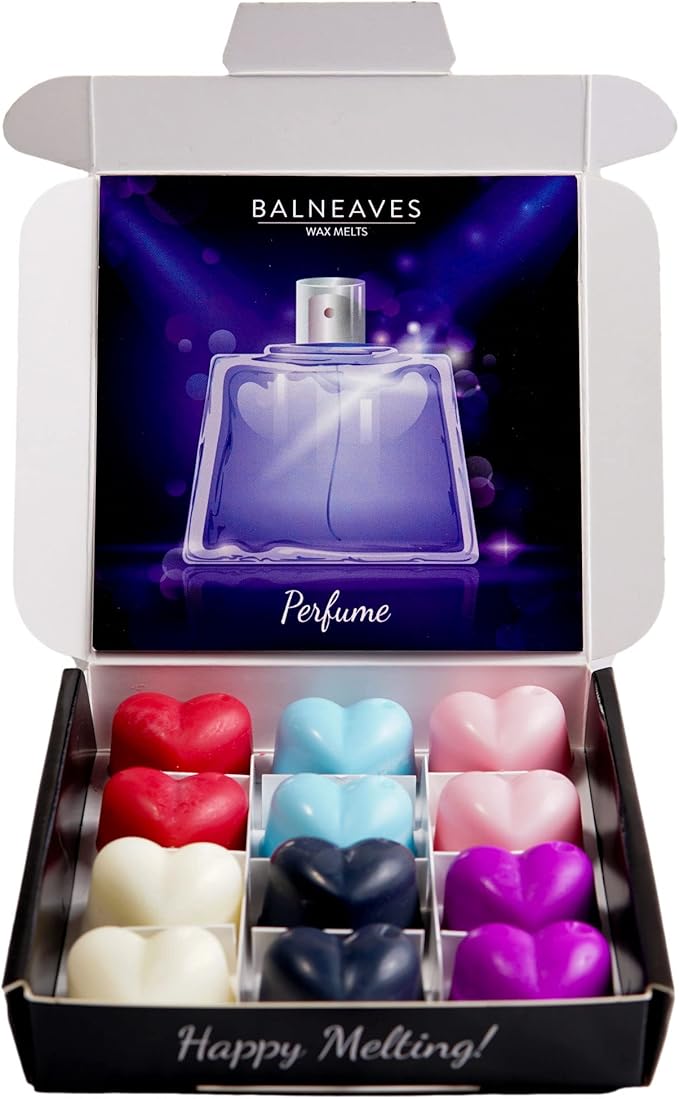 Perfume Wax Melts | Strong Scented Wax Melt Gift Set | 12 x 6g Hearts | Hand Made in The UK | Vegan Friendly | Long Lasting Soy Wax Melt Sample Box