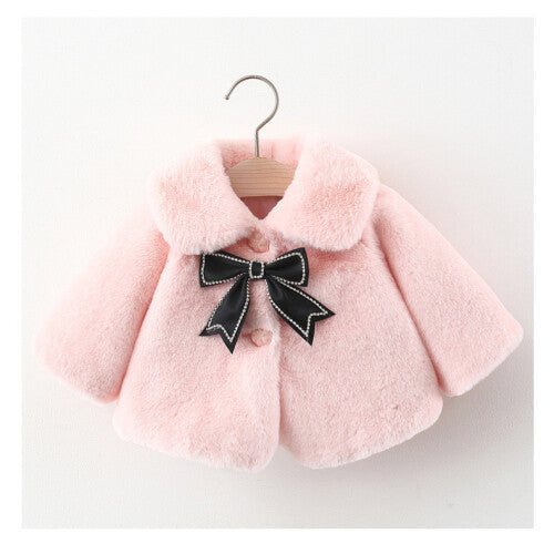 (Pink, 6-12Months) Baby Kids Girl Fur Coat outwear Winter Warm Jacket