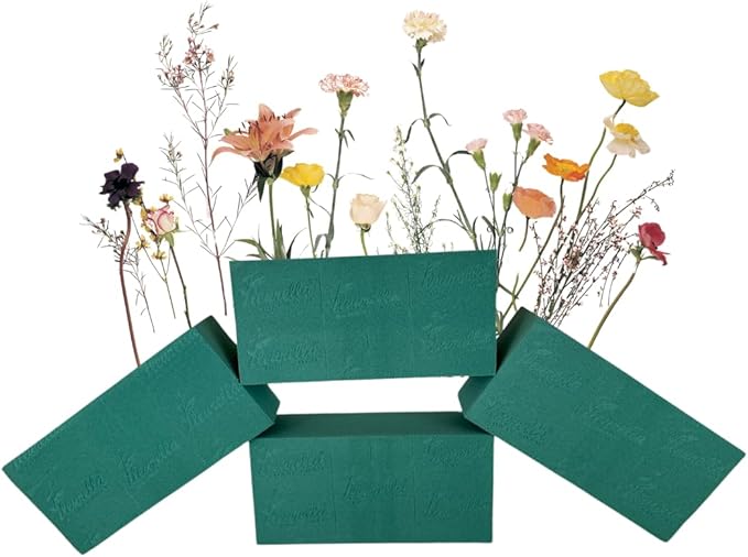 4X Floral Foam Blocks, Standard Green Wet Flower Bricks for Fresh Flower Arrangements