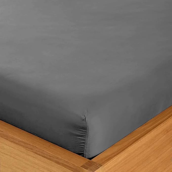 Double Fitted Sheet - 135 x 190cm with 30cm Deep Pocket, Soft Brushed Microfibre, Wrinkle-Free, Easy Care, Fade & Shrink Resistant by MAGNA COLLECTION (Charcoal Grey, Double)