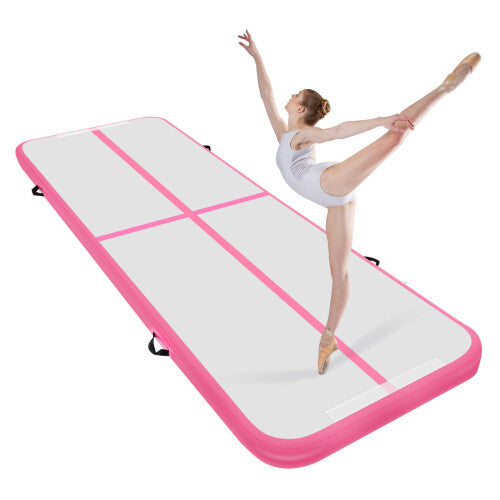 10ft Inflatable Tumbling Gymnastics Air Mat, 10cm Thick, Quick Inflate/Deflate, Non-Slip Waterproof Training Mat for Gym, Dance, Yoga & Home Use