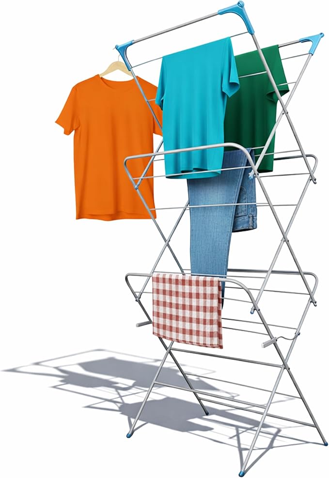 H-LINE 3 Tier Clothes Airer Laundry Drying Horse Rack Concertina Tower Indoor Outdoor
