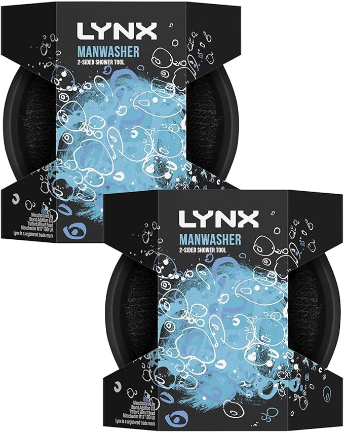 Lynx Manwasher Exfoliates and Gently Cleans Shower Tool for Smoother Skin 2 pc