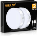 WILLED Dimmable Touch Light Buit-in 1000mAh Large Battery Rechargeable LED Tap Lights | Magnet Stick on Closet Light | Portable LED Puck Night Lights for Cabinet Wardrobe Counter Kitchen Bedroom[Energy Class E]