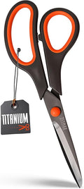 Titanium Coated 8" Heavy Duty Scissors – TITA22™ Ultra Sharp, Rust-Resistant, Comfortable Handle, Multipurpose for Office, Home, School & Crafting Scissors (Pack of 1)