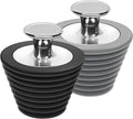 LEKEYE 2 Pack Universal Bath Plug, Drain Stopper for Bathtub and Bathroom Sink Drains, Suitable for 25mm-47mm Drain holes, Black and Gray(Patented Product)