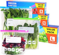 60 Pack Reusable Ziplock Freezer Bags, Food Storage Bags 3 Sizes (6L, 2.45L, 1.55L) with Expandable Bottom zip lock bags for Sandwich,Fruits, Meats, Vegetables, Snacks, and Essentials