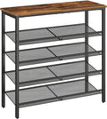 HOOBRO Shoe Rack, 5-Tier Shoe Organizer, Shoe Storage Rack for 16-20 Pairs, Adjustable Mesh Shelves, Shoe Storage Unit for Entryway, Metal Frame, Sturdy, Industrial, Rustic Brown EBF12XJ01