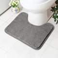 AUAUY Absorbent Toilet Mat, Non Slip Extra Soft Bathroom Pedestal Mat, Microfiber Fluffy Shaggy Toilet Rug, Machine-Washable Quick Dry Bath Mat for Bathroom, U-shape Thick Toilet Rug, 50x40cm(Grey)