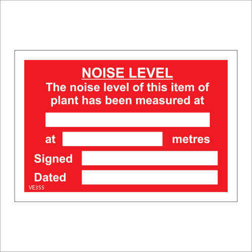 (150 x 100mm - 6 x 4, A - Sticker / Sav - Non-See Through) VE355 Noise Assessment Level Plant Signed Date Sign Wall Chart Decibels Sound 600mm x 450mm B - Magnetic - Vehicle Grade