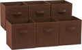 Amazon Basics Collapsible Fabric Storage Cube/Organiser with Handles, Pack of 6, Solid Brown, 26.6 x 26.6 x 27.9 cm
