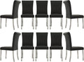 Black Upholstered Dining Chairs Set of 10, Modern Velvet Kitchen Chairs with Rolled Back Design, High Back Dining Chairs with Metal Legs for Dining Room, Living Room, Home, Office