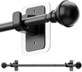 ENJOYBASICS No Drill Black Curtain Poles 68-132cm, Extendable Adhesive Curtain Rod with 2 Brackets, Telescopic Shower Rail, No Screws Curtain Pole for Windows, Doors, Bathroom, Living Room, Home