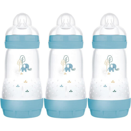 MAM Easy Start Self Sterilising Anti-Colic Baby Bottle Pack of 3 (3 x 260 ml), Anti-Colic Bottle with Medium Flow MAM Teats Size 2, Newborn Essentials