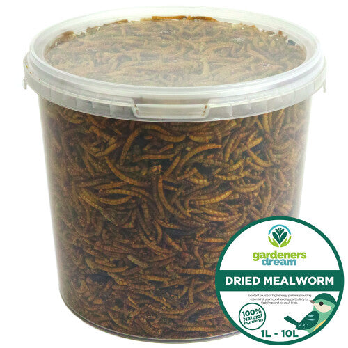 GardenersDream Dried Mealworms - Nutritious Wild Bird Food Treats 1L
