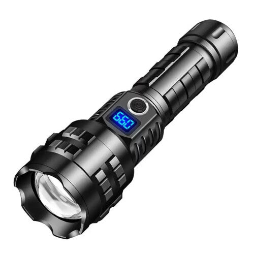 Worlds Brightest Flashlight 200000 lumens Charging Display Best Rechargeable LED Spotlight(Black)