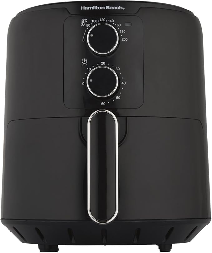 Hamilton Beach Air Fryer, SimpliFry, 4.2L, Manual Controls, 1300W, Adjustable Temperature, Adjustable Timer, 60 Min Timer, Energy Saving, Air Fry, Roast, Bake, Reheat, Black - HB4001