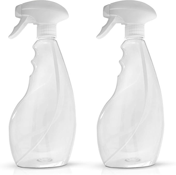 SPRAYZ Large 500ml Spray Bottles For Cleaning Solutions and Gardening, Plant, Water, Durable Trigger Sprayer, Refillable, Spray Bottle for Hair, All Directions, Clear Plastic Bottle 2x 500ml