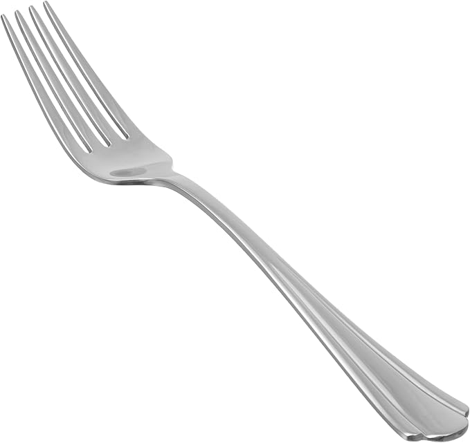 Amazon Basics Stainless Steel Dinner Forks with Scalloped Edge, Dishwasher Safe, Pack of 12, Silver
