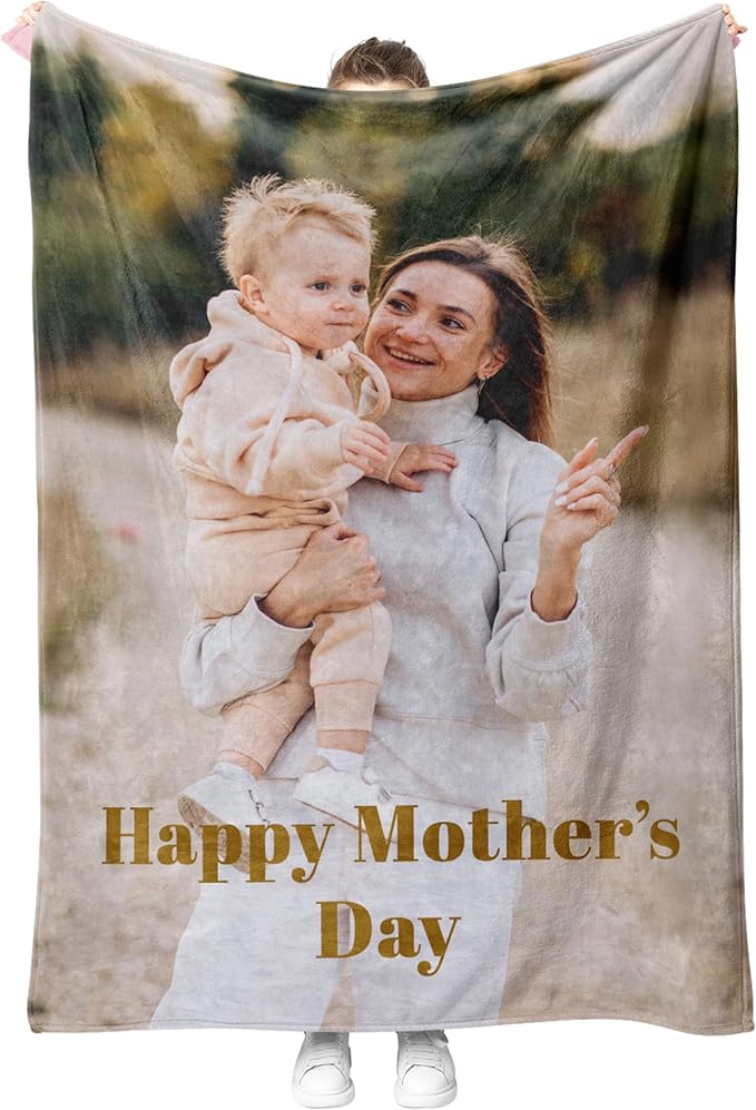Personalised Photo Blanket, Customised Blanket with Pictures, Soft & Cosy Custom Blanket for Adults & Kids, Thoughtful Gifts for Mum, Dad, Best Friend, Boyfriend, or Girlfriend