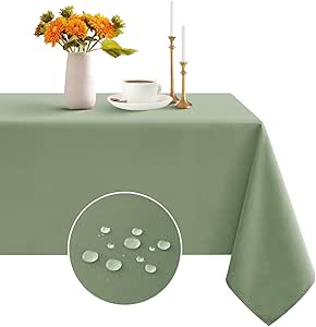 Romanstile Green Table Cloth Wipe Clean Rectangular 140x200 cm, Wipeable water resistant Tablecloth,Dining Table Cover for Kitchen Outdoor Garden Table,decorations for Sommer Spring,55x78 inch