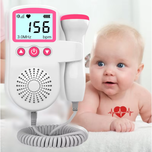 (Pink) Doppler Fetal Heart Rate Monitor Baby Heartbeat Monitor Pregnancy Home Baby Fetal Sound Rate Detector