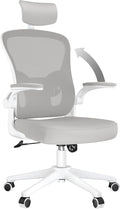 naspaluro Office Desk Chair with Flip-Up Armrest High Back Ergonomic Computer Chair with Adjustable Headrest and Lumbar Support Executive Swivel Chair for Home and Office - Gray