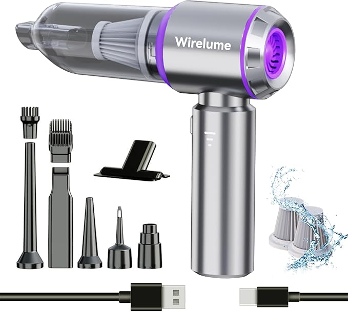 Handheld Car Vacuum Cleaner Cordless Powerful 22000Pa Strong Cyclonic Suction Blowing Brushless Motor Portable Rechargable Lightweight for Pet Hair Vehicle Home Office Purple