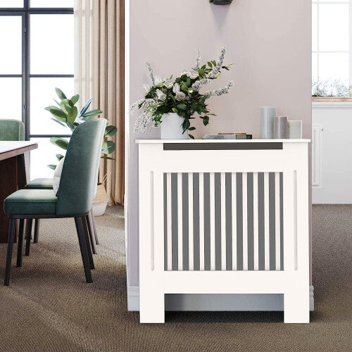(Verticel, Small 78 x 19 x 92cm) 92cm Tall Radiator Cover Modern Cabinet MDF Slats Wood Grill