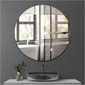 Self Adhesive Round Mirror Frameless Glass Stick On Wall Mirror, 40cm Circle Bathroom Mirror Decorative Mirrors for Bathroom Living Room Entryways Hallway Dressing Table
