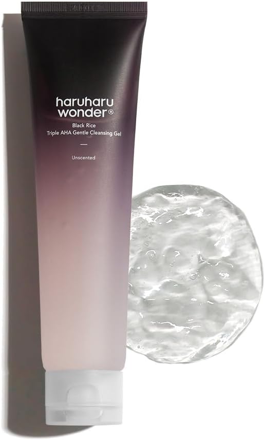 haruharu wonder Black Rice Triple AHA Gentle Cleansing Gel, Hydrating Cleansing gel, Gentle exfoliating, Vegan, Travel essentials, Korean Skincare, 100ml