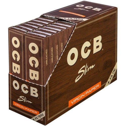 OCB 2300 Unbleached Slim Virgin Papers with Filters (32 Booklets of 32 Papers and Filters)