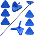 Wall Mop Cleaner Long Handle 202 cm, 180° Folding Ceiling Washer Scrubber and Squeegee, Triangle Baseboard Cleaning Tool Duster with 6 Microfiber Chenille Pads for Painted Walls Window Floor