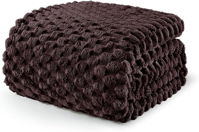 Exclusivo Mezcla Double Size Soft Fleece Blanket, 150x200 CM Stylish Jacquard Velvet Blanket for Bed, Fuzzy Cozy Lightweight for All Season, Coffee